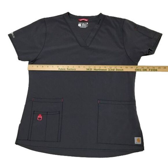 Women's Carhartt Pull Over Scrub Shirt Top V-Neck Modern Fit #C12110 Gray Size L - Picture 9 of 10